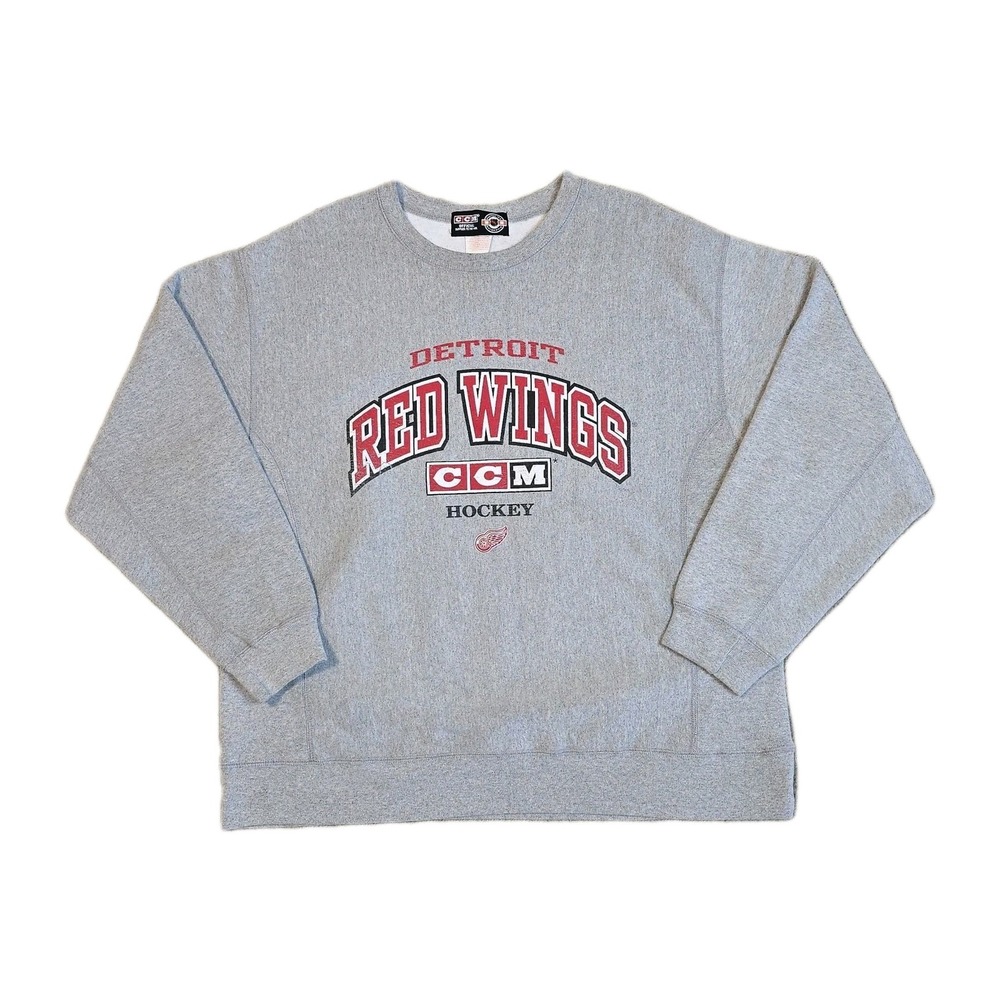 Vintage Detroit Red Wings CCM Crewneck Sweatshirt NHL Hockey Gray‎ XL 90s